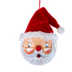 Glass Painted Santa Face Ball Ornament