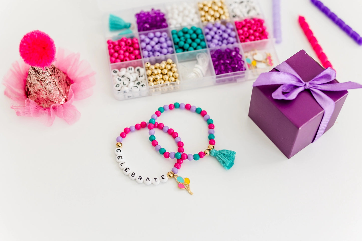 Birthday Wishes Diy Stretchy Bracelet Craft Kit Gift