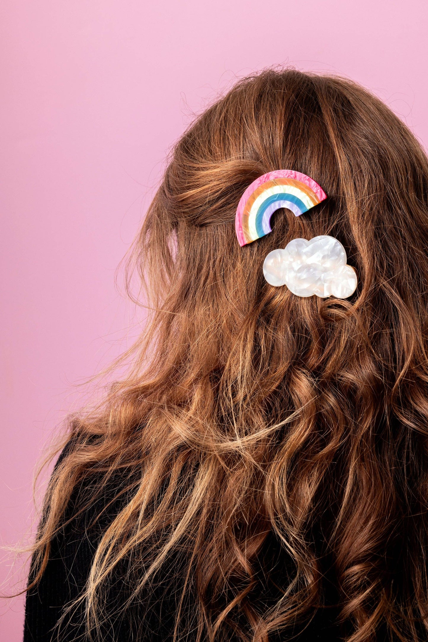 Claw Hair Clip Set - Med - Rainbow + Cloud - 2 Pcs