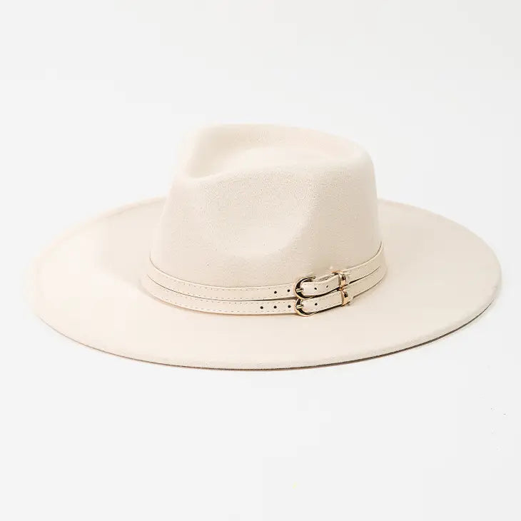 Double Belt Strap Fedora Fashion Hat