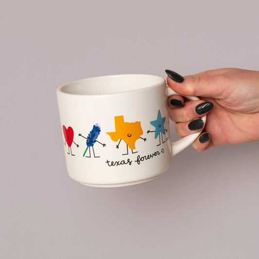 Texas Forever Western Doodle Friends Mug - Cream