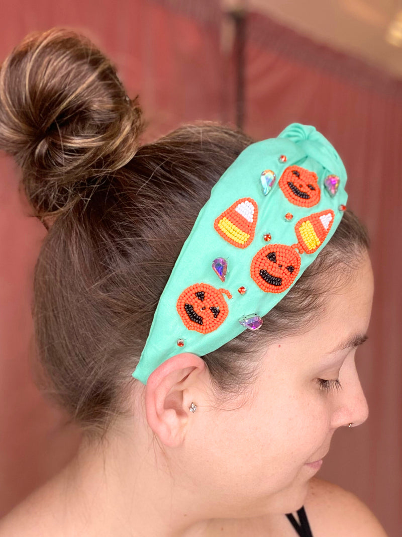Teal Pumpkins and Candy Corn Headband
