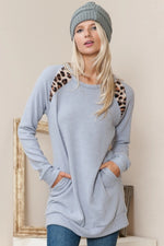 Leopard Contrast Long Sleeve Top