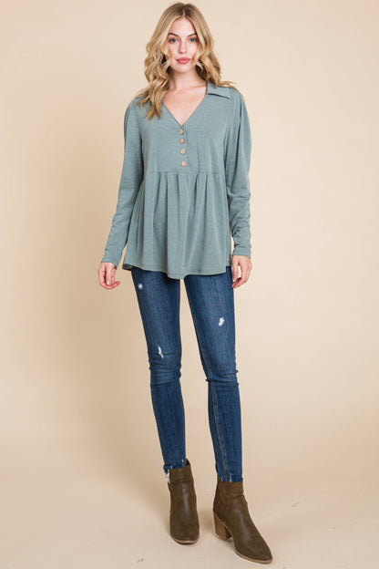 Cute Babydoll Solid Tunic Top