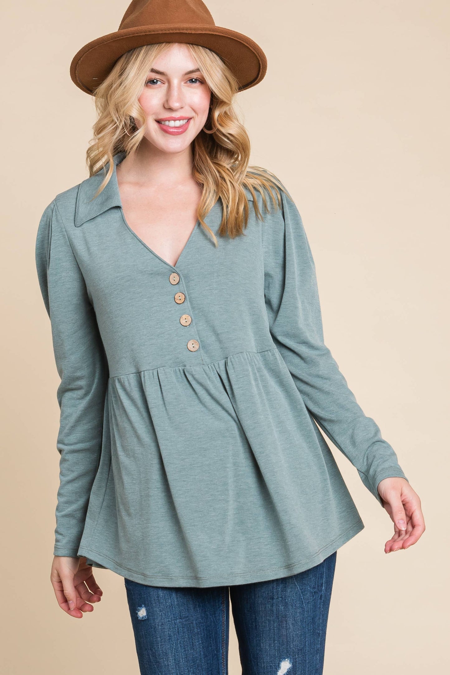 Cute Babydoll Solid Tunic Top