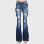 Destroyed Mid Rise Stretch Flare with Patchwork - Petra153 Jeans