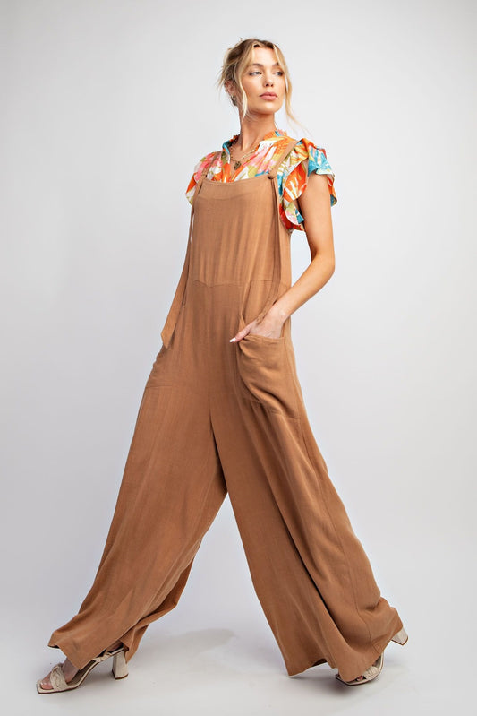 Wide Leg Jumpsuit in Latte