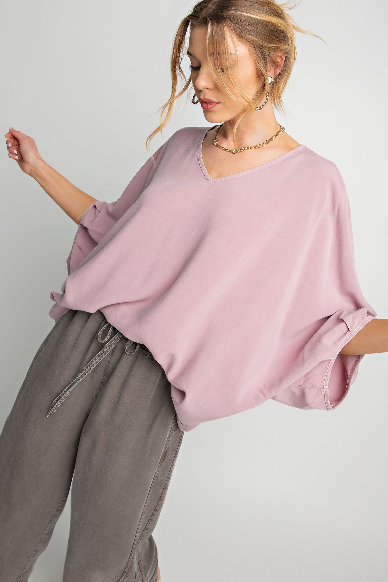 Boxy Vneck in Rose