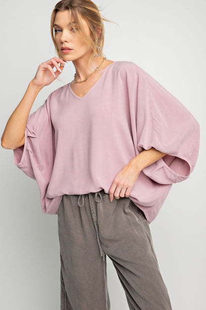 Boxy Vneck in Rose