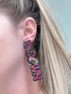 Glitter 'Touch Down' Football Earrings - Burgundy & Black