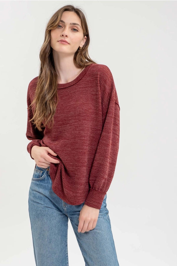 Drop Shoulder Long Sleeve Sweater