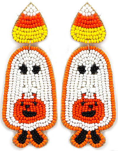 Ghost Seed Bead Earring