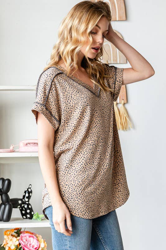 Dolman Sleeve Animal Print Top