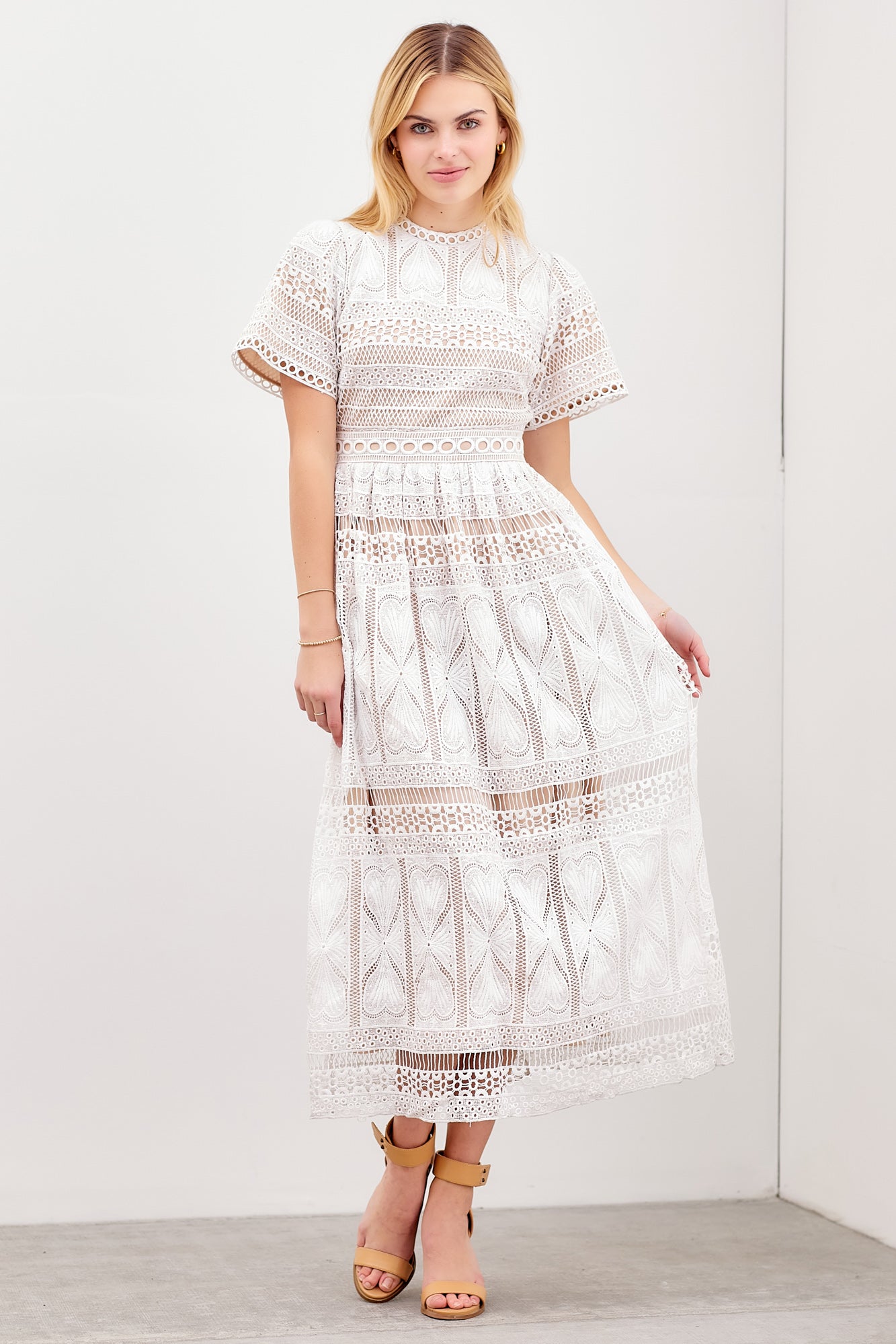 Mock Neck Lace Maxi Dress - Ivory 3X Mock Neck Lace Maxi Dress - Ivory 3X