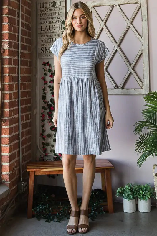 Stripe Mini Babydoll Dress