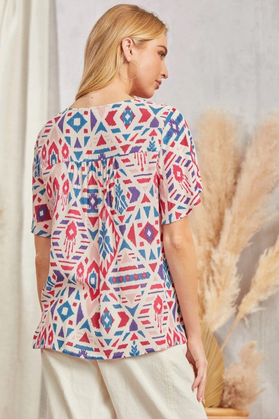 Aztec Purple and Pink Top