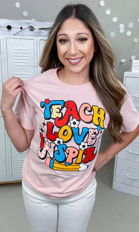 Retro Teach Love Inspire Graphic T-Shirt