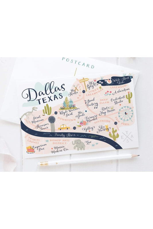 Dallas Map Postcard