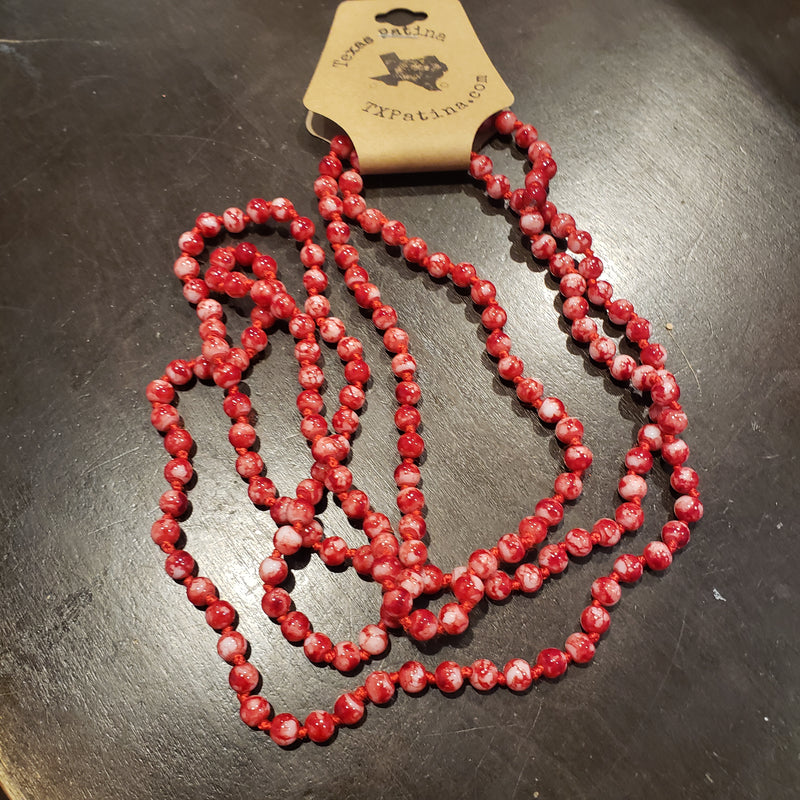 Marble Red Beaded Necklace