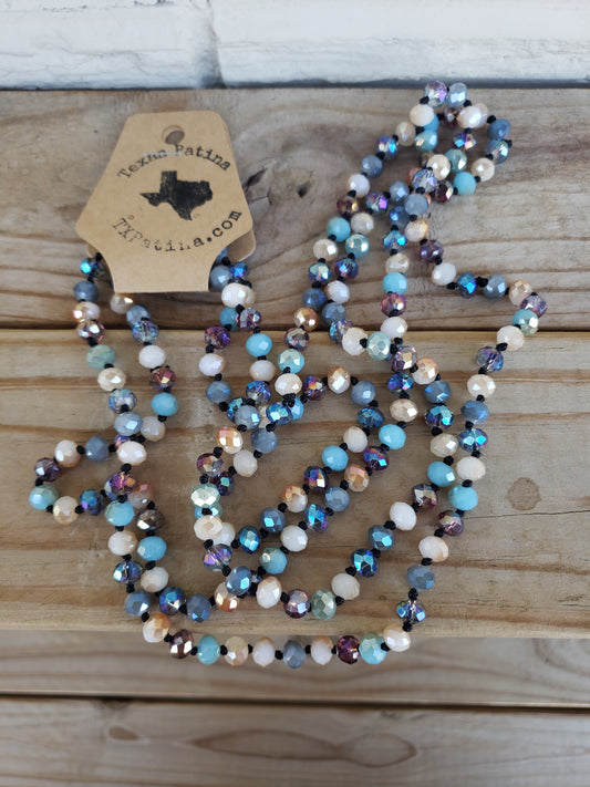 60" Beaded Necklace Blue Multi