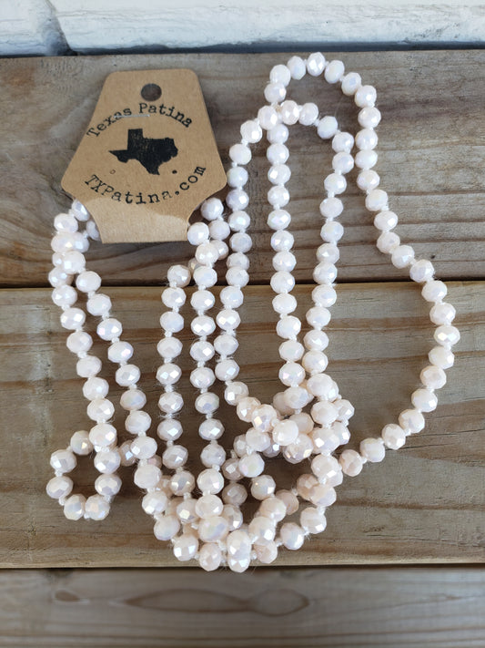 60" Beaded Necklace Cream