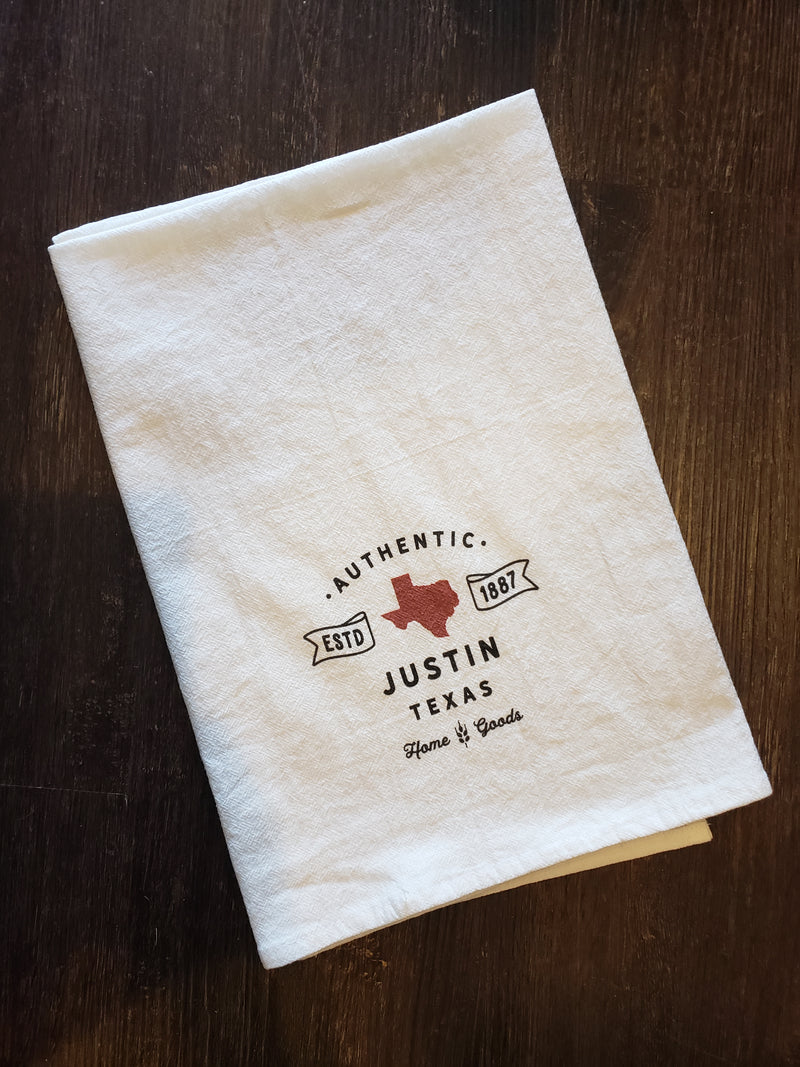 Justin, TX 1887 Tea Towel