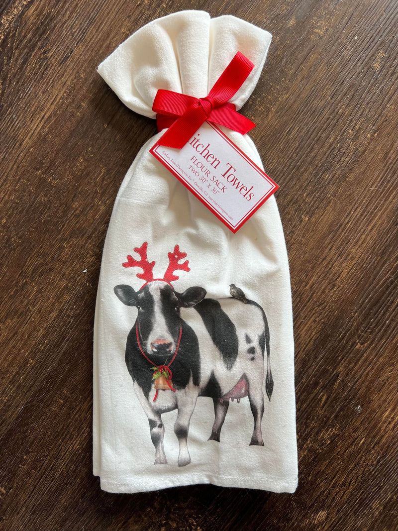 Farmhouse Cow Holiday Towel Set