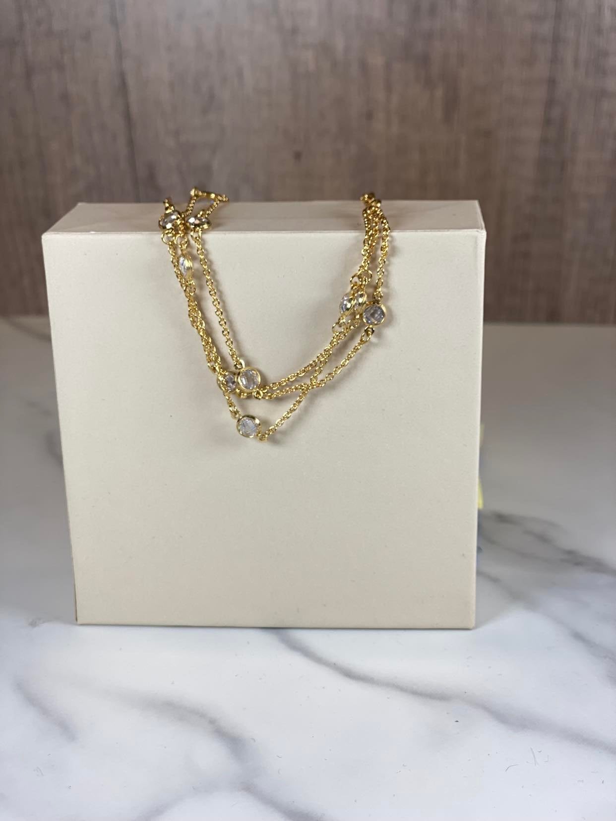 Rhinestone Triple Chain Bracelet