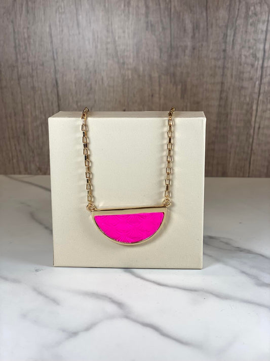 Pink Half Moon Necklace