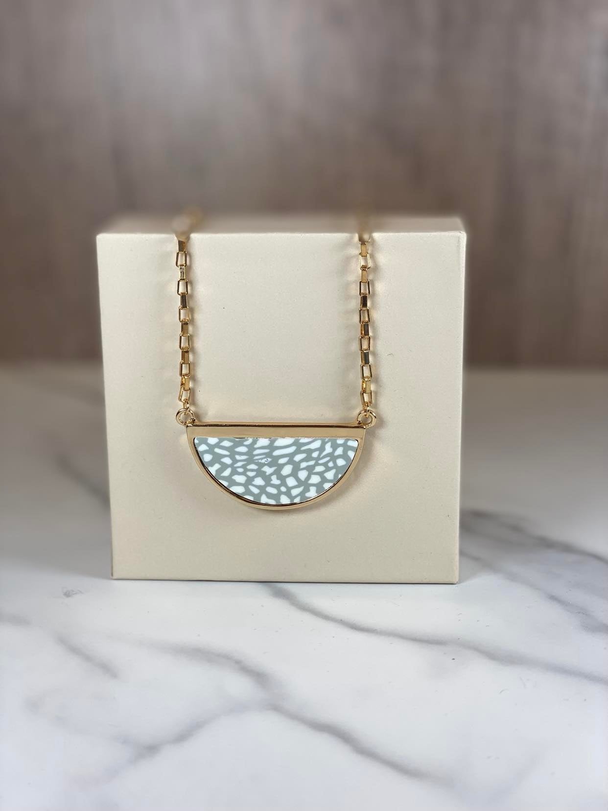 White Half Moon Necklace