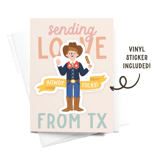 Sending Love From TX Big Tex Sticker Greeting Card