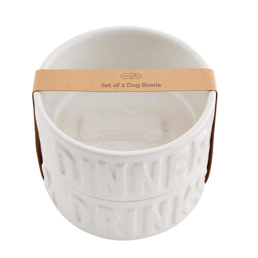 Dinner and Drinks Dog Bowl Set - Mud Pie