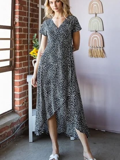 Spotted Maxi Wrap Dress