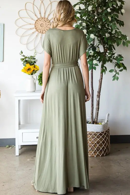 Olive Wrapped Maxi Dress