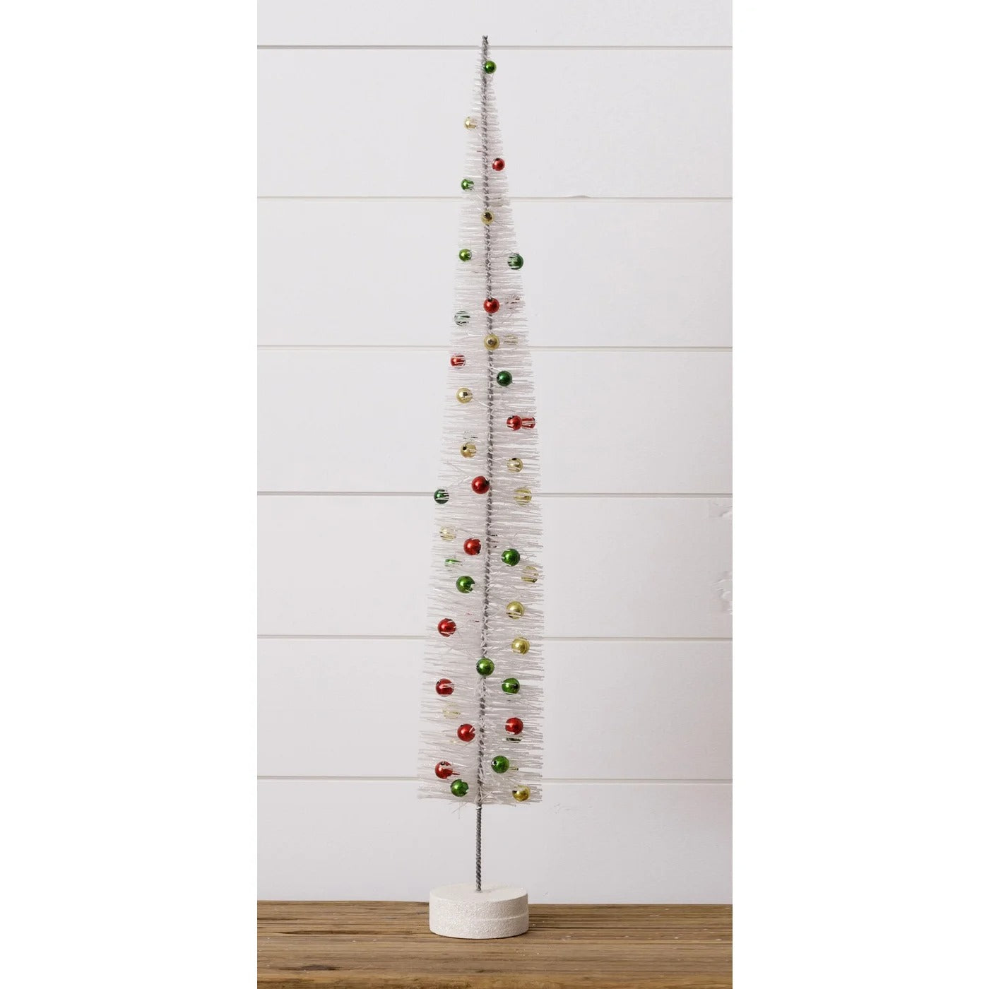 White Bottle Brush Trees With Balls, Lg