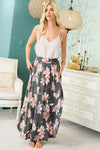 Charcoal Floral Maxi Skirt