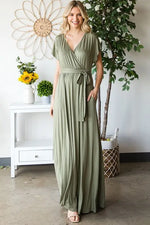 Olive Wrapped Maxi Dress