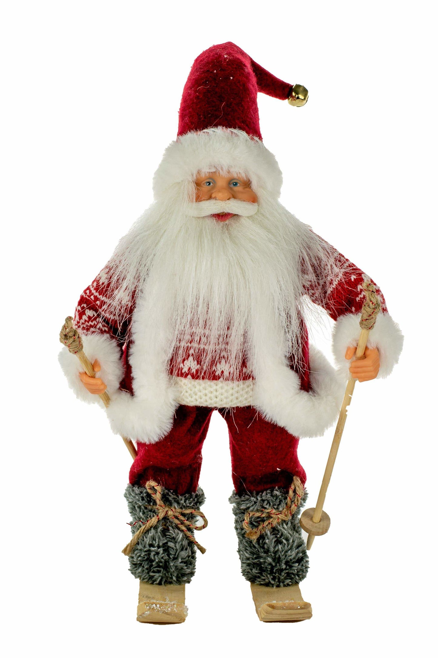 12'' Red Fabric Skiing Santa Claus