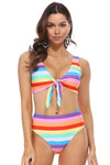 Rainbox Stripe High Waist Bikini