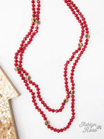 Leopard Bead Necklace - Red