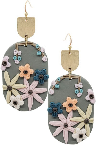 Floral Grey Earrings