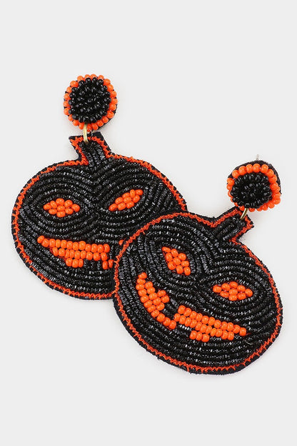 Halloween Pumpkin Beaded Earrings