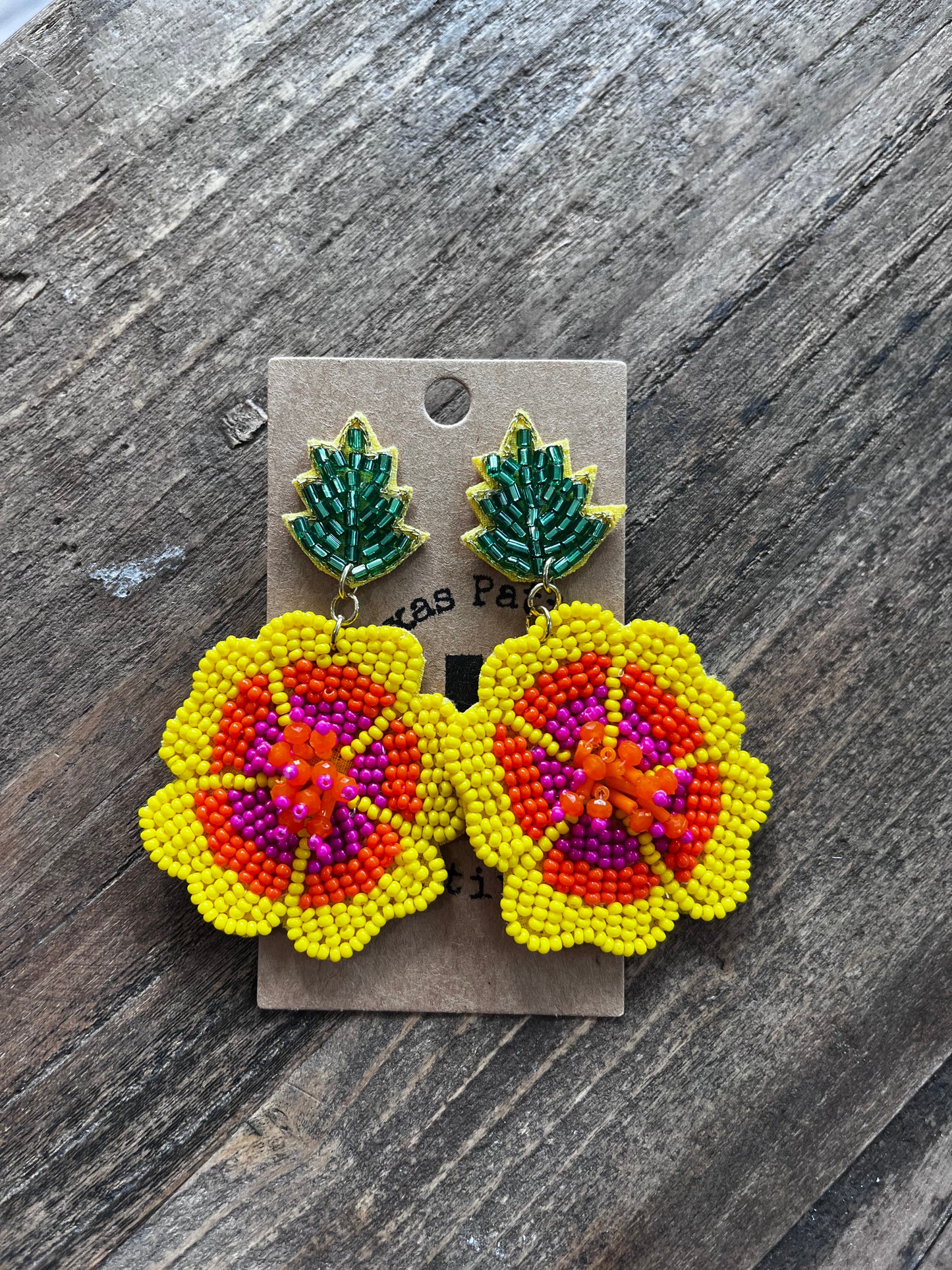 Hibiscus Flower Beaded Earrings