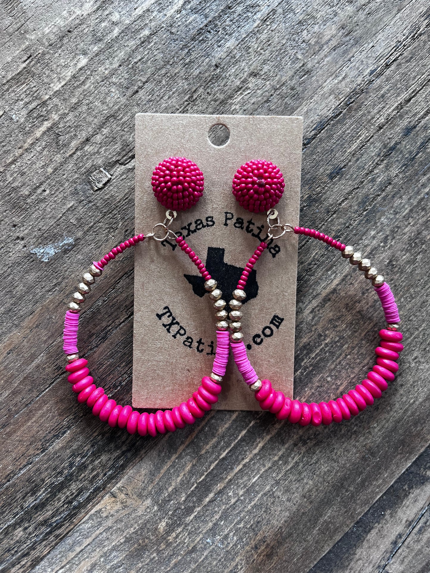 Pink Beaded Earrings