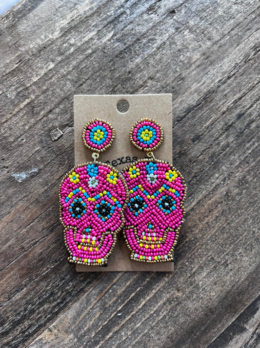 Sugar Skull Beaded Earrings