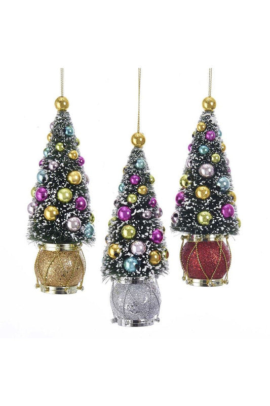 Sisal Tree With Ball and Drum Ornaments, 3 Assorted