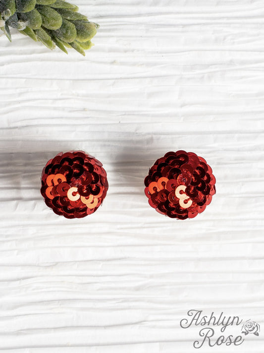 Red Sequin Stud Earrings