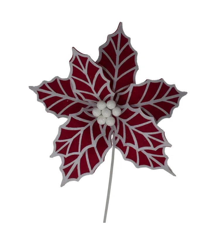 Red and White Poinsettia Pick