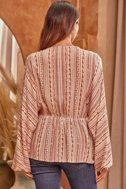 Rust Long Sleeves Woven Top