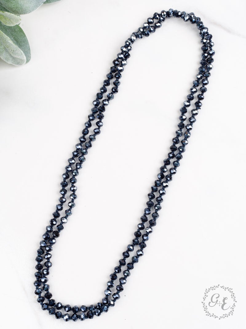 60" Beaded Necklace Midnight Blue